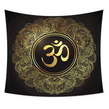 Load image into Gallery viewer, Om Tapestry Wall Art, Hindu Wall Decor, Yoga Studio, Meditation Deco,
