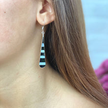 Load image into Gallery viewer, Taxco Silver Black Onyz &amp; Abalone Zebra Long Teardrop Earrings
