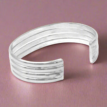 Load image into Gallery viewer, Alpaca Silver Overlay Cuff Bracelet - Four Bar Design
