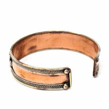 Load image into Gallery viewer, Copper and Brass Cuff Bracelet: Healing Shiva - DZI (J)
