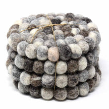 Load image into Gallery viewer, Hand Crafted Felt Ball Coasters from Nepal: 4-pack, Unicolor Grey - Global Groove (T)
