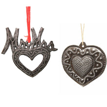 Load image into Gallery viewer, Metal Heart Haitian Metal Drum Christmas Ornaments Newlyweds - Set of 2
