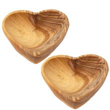 Load image into Gallery viewer, Petite Olive Wood Heart Trinket Bowls - Set of 2
