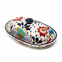 Load image into Gallery viewer, Handmade Pottery Butter Dish, Dots &amp; Flowers - Encantada
