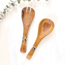 Load image into Gallery viewer, Olive Wood Serving Set, Small with Batik Inlay
