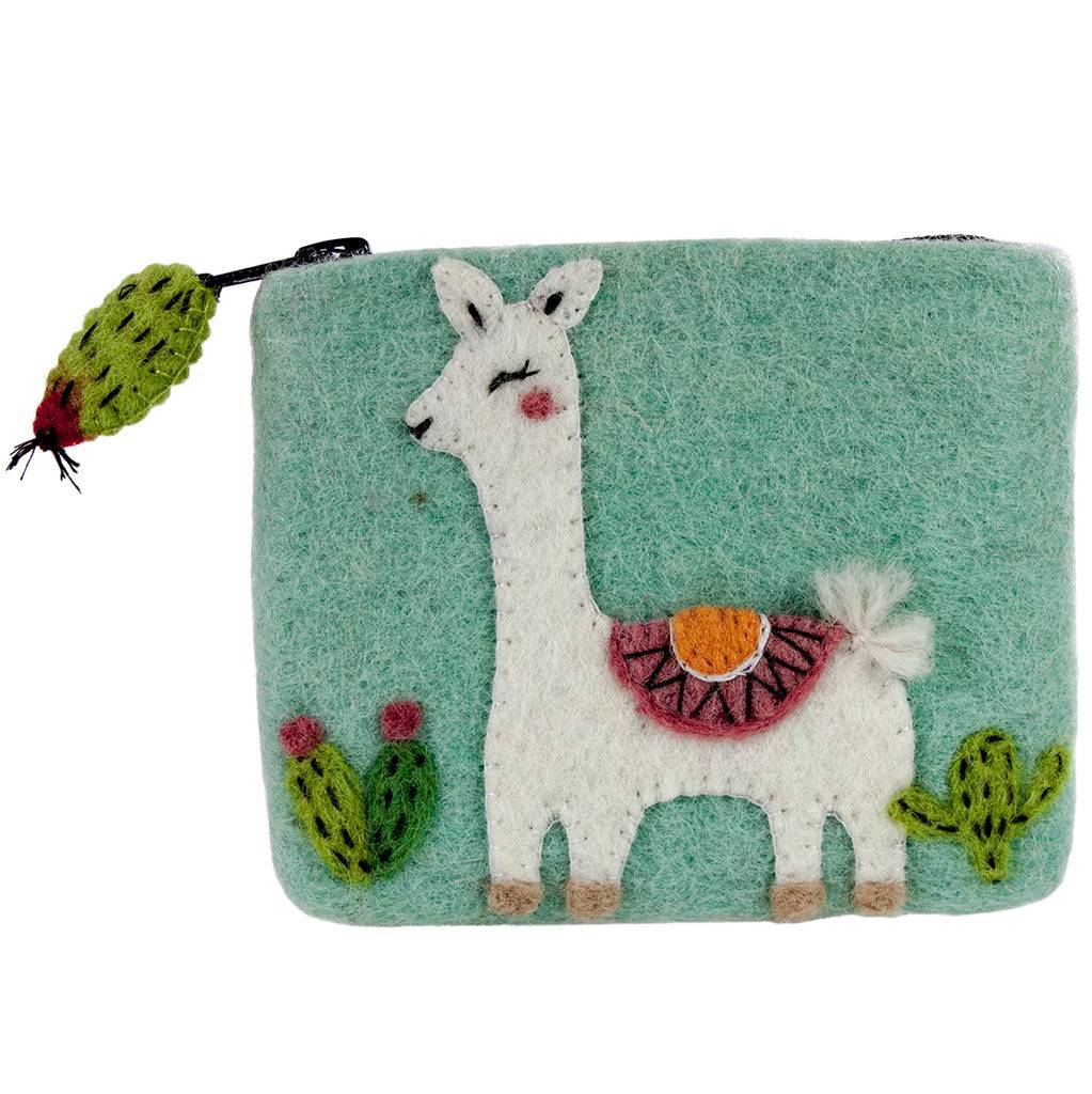 Felt Happy Llama Coin Purse - Wild Woolies (P)