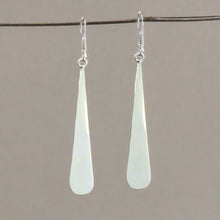 Load image into Gallery viewer, Taxco Silver Black Onyz &amp; Abalone Zebra Long Teardrop Earrings
