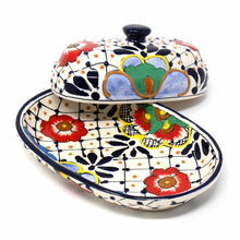 Load image into Gallery viewer, Handmade Pottery Butter Dish, Dots &amp; Flowers - Encantada
