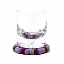 Load image into Gallery viewer, Hand Crafted Felt Ball Coasters from Nepal: 4-pack, Chakra Purples - Global Groove (T)
