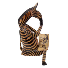 Load image into Gallery viewer, Thinking Zebra Carved Jacaranda Wood Sculpture Shelf Decor
