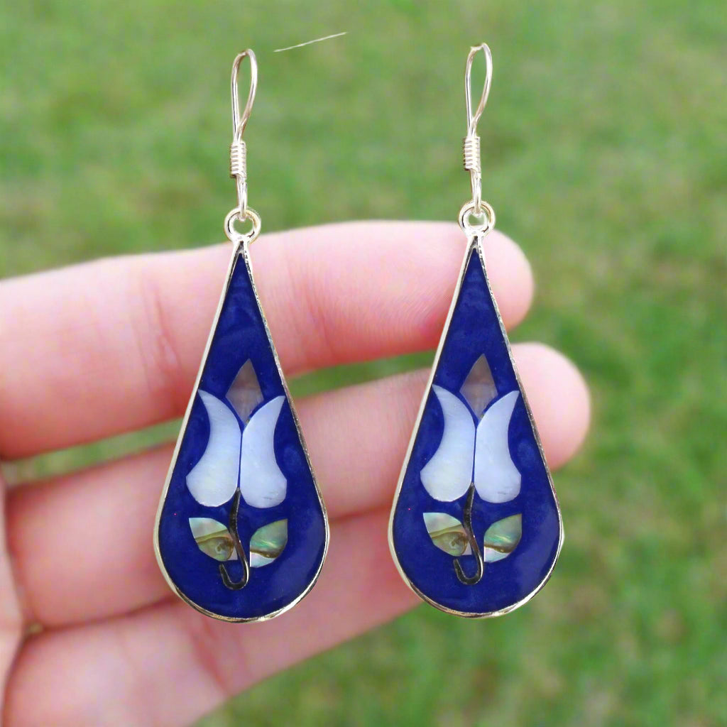 Tulip Abalone Teardrop Earrings