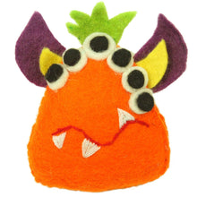 Load image into Gallery viewer, Hand Felted Orange Tooth Monster with Many Eyes - Global Groove
