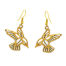 Load image into Gallery viewer, Pair of Birds in Tumbaga Gold Drop Earrings
