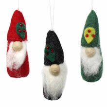 Load image into Gallery viewer, Christmas Gnome Felt Ornaments, Set of 3
